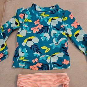 Toddler Girls Rashguard 2 piece swimsuit - Size 3T